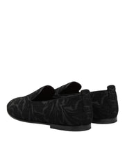 Dolce & Gabbana Black Brocade Loafers Slip On Men Dress Shoes