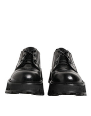 Dolce & Gabbana Black Leather Lace Up Derby Men Dress Shoes