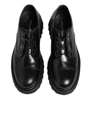 Dolce & Gabbana Black Leather Lace Up Derby Men Dress Shoes