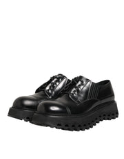 Dolce & Gabbana Black Leather Lace Up Derby Men Dress Shoes