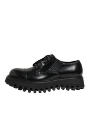 Dolce & Gabbana Black Leather Lace Up Derby Men Dress Shoes