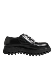 Dolce & Gabbana Black Leather Lace Up Derby Men Dress Shoes