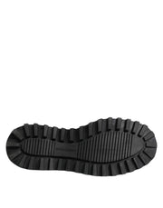 Dolce & Gabbana Black Leather Lace Up Derby Men Dress Shoes