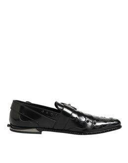 Dolce & Gabbana Black Embellished Dress Monk Strap Shoes