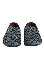 Dolce & Gabbana Blue Velvet Crystal Detailing Loafer Men Shoes