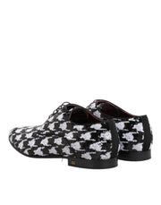 Dolce & Gabbana Dress Black White Sequined Lace Up Derby Shoes