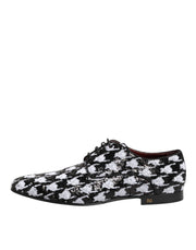 Dolce & Gabbana Dress Black White Sequined Lace Up Derby Shoes