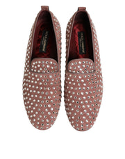 Dolce & Gabbana Pink Suede Crystals Loafers Men Dress Shoes