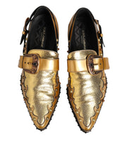 Dolce & Gabbana Gold Leather MONK STRAP Dress Formal Shoes