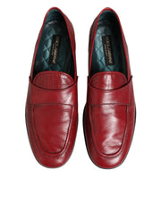 Dolce & Gabbana Red Leather Slip On Dress Men Loafers Shoes