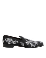 Dolce & Gabbana Black Silver Sequined Loafers Men Dress Shoes