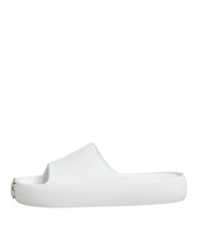 Dolce & Gabbana White Logo Slides Sandals Men Beachwear Shoes