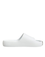 Dolce & Gabbana White Logo Slides Sandals Men Beachwear Shoes
