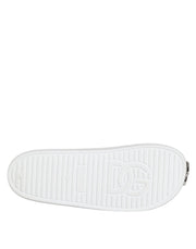 Dolce & Gabbana White Logo Slides Sandals Men Beachwear Shoes