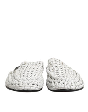 Dolce & Gabbana White Woven Slides MULES Men Sandals Shoes