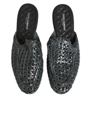 Dolce & Gabbana Blue Woven Slides MULES Men Sandals Shoes