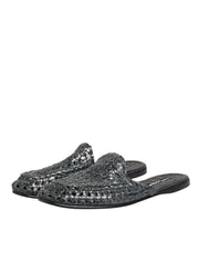 Dolce & Gabbana Blue Woven Slides MULES Men Sandals Shoes
