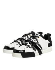Dolce & Gabbana White Leather Logo Portofino Sneakers Shoes