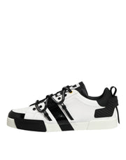 Dolce & Gabbana White Leather Logo Portofino Sneakers Shoes