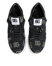 Dolce & Gabbana Blue Cotton Denim Logo Low Top Sneakers Shoes