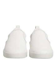 Dolce & Gabbana White Leather Low Top Slip On Sneakers Shoes