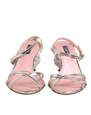 Dolce & Gabbana Pink Embellished Leather Ball-Heel Sandals  Shoes
