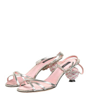 Dolce & Gabbana Pink Embellished Leather Ball-Heel Sandals  Shoes