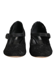 Dolce & Gabbana Black Vally Taormina Floral Lace Pumps Shoes
