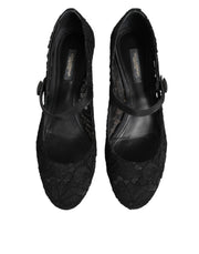 Dolce & Gabbana Black Vally Taormina Floral Lace Pumps Shoes