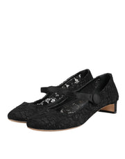 Dolce & Gabbana Black Vally Taormina Floral Lace Pumps Shoes