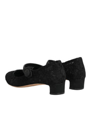 Dolce & Gabbana Black Vally Taormina Floral Lace Pumps Shoes