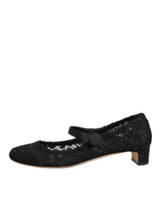Dolce & Gabbana Black Vally Taormina Floral Lace Pumps Shoes