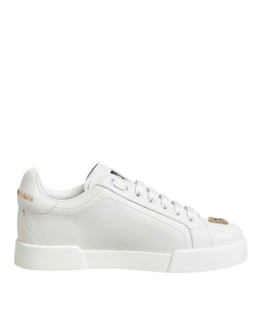 Dolce & Gabbana White DG Leather Low Top Sneakers Shoes