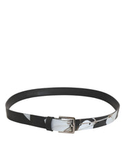 Dolce & Gabbana Multicolor PVC Floral Silver Buckle Men Belt