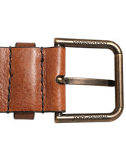 Dolce & Gabbana Brown Classic Gold Metal Logo Buckle Men Belt