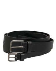 Dolce & Gabbana Black Double Strap Leather Buckle Men Belt