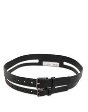 Dolce & Gabbana Black Double Strap Leather Buckle Men Belt