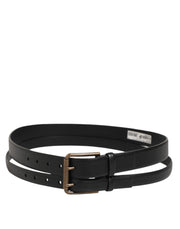 Dolce & Gabbana Black Double Strap Leather Brass Buckle Belt