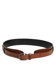 Dolce & Gabbana Brown Classic Gold Metal Logo Buckle Men  Belt