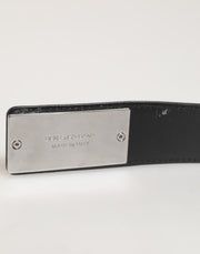 Dolce & Gabbana Black Leather Classic Metal Logo Buckle Belt