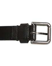 Dolce & Gabbana Black Double Strap Leather Silver Buckle Belt
