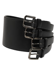 Dolce & Gabbana Black Leather 4-Strap Metal Multi-Buckle Belt