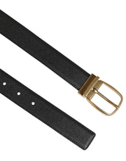 Dolce & Gabbana Black Leather Classic Metal Logo Buckle Belt