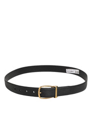 Dolce & Gabbana Black Leather Classic Metal Logo Buckle Belt