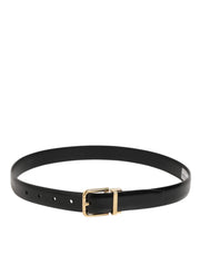 Dolce & Gabbana Black Classic Leather Gold-Tone Buckle Belt