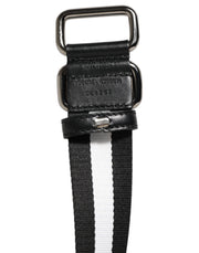 Dolce & Gabbana Black White Striped Metal Buckle Men Belt