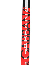 Dolce & Gabbana Black White Striped Logo Metal Buckle Belt