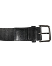 Dolce & Gabbana Black White Printed Metal Logo Buckle Belt