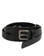 Dolce & Gabbana Black Double Strap Leather Gold Buckle Belt