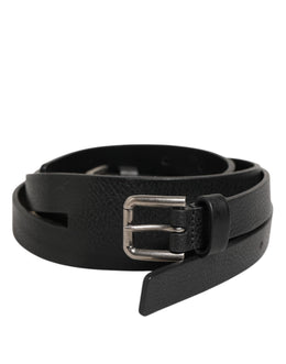 Dolce & Gabbana Black Double Strap Leather Gold Buckle Belt